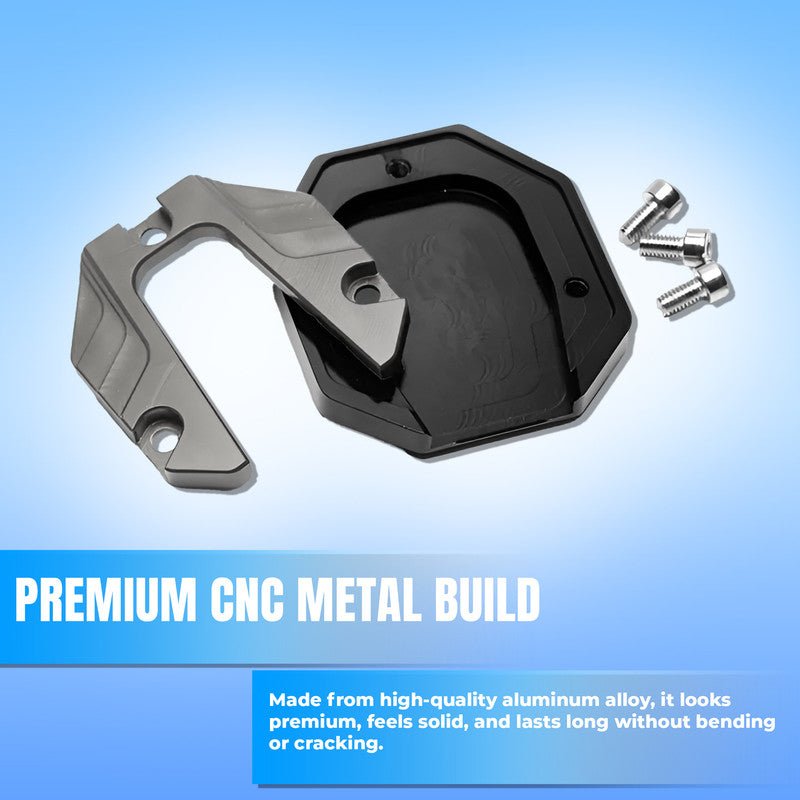 Universal Aluminum Scooty & Scooter Kickstand Extender | Side Stand Extension Pad Support Plate | Anti-Skid Enlarged Base Foot for Scooty Stability-Gray - Moto Genius