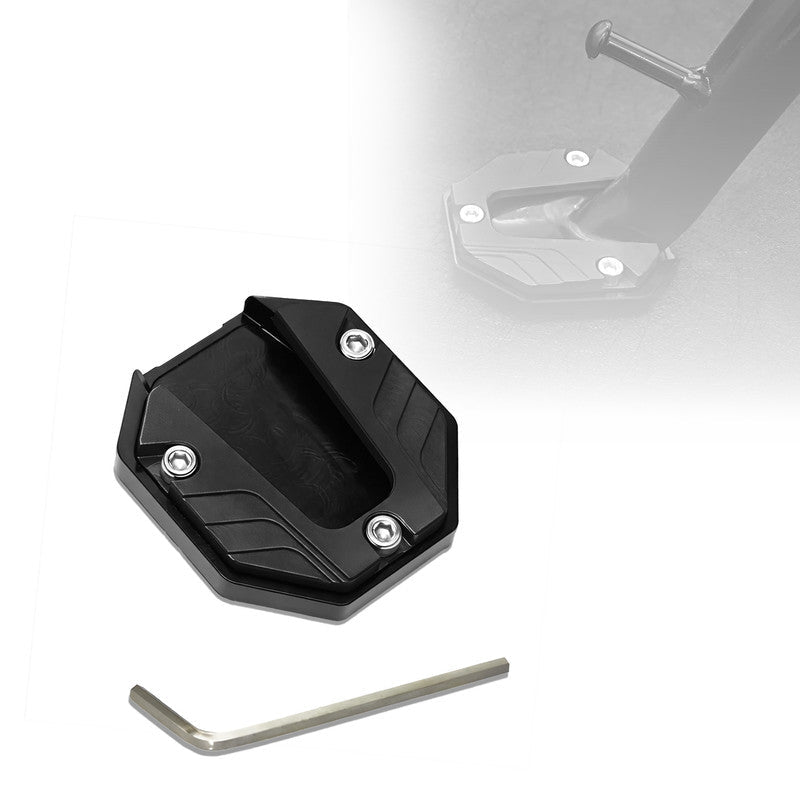 Universal Aluminum Scooty & Scooter Kickstand Extender | Side Stand Extension Pad Support Plate | Anti-Skid Enlarged Base Foot for Scooty Stability-Black - Moto Genius