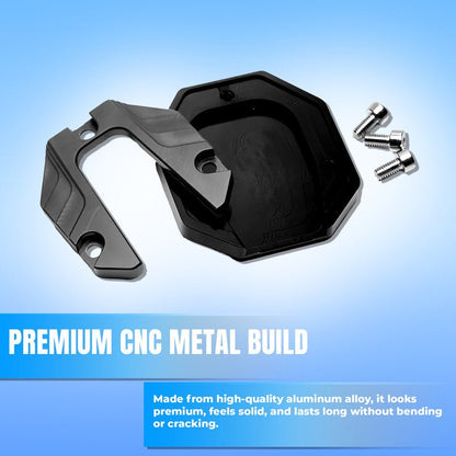 Universal Aluminum Scooty & Scooter Kickstand Extender | Side Stand Extension Pad Support Plate | Anti-Skid Enlarged Base Foot for Scooty Stability-Black - Moto Genius