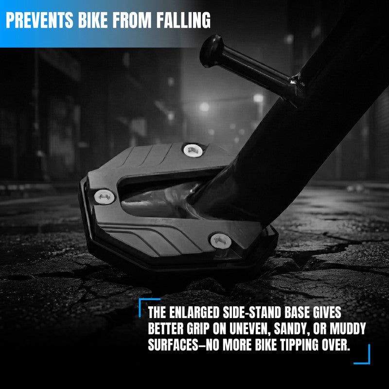 Universal Aluminum Scooty & Scooter Kickstand Extender | Side Stand Extension Pad Support Plate | Anti-Skid Enlarged Base Foot for Scooty Stability-Gray - Moto Genius