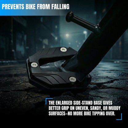 Universal Aluminum Scooty & Scooter Kickstand Extender | Side Stand Extension Pad Support Plate | Anti-Skid Enlarged Base Foot for Scooty Stability-Black - Moto Genius