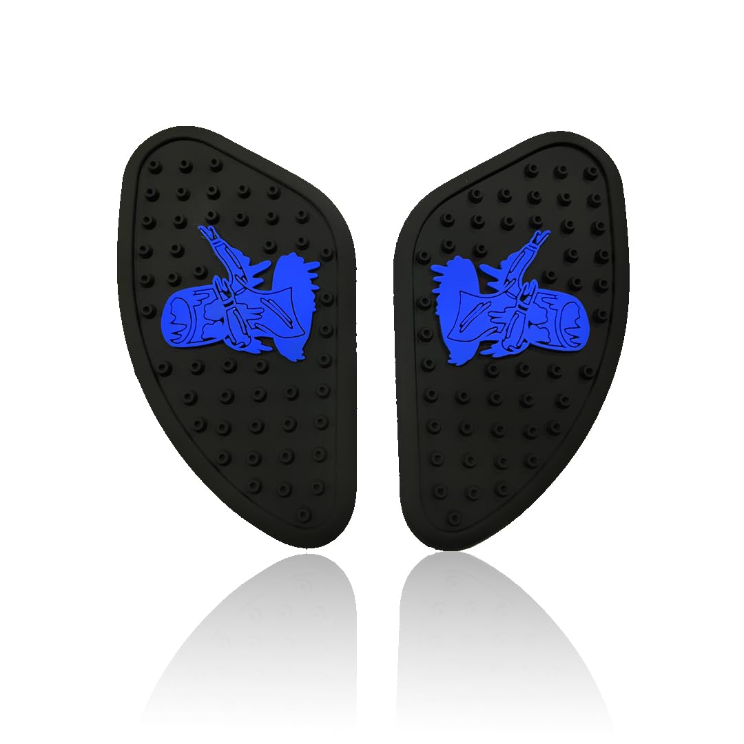 Universal Anti Slip Silicone Tank Pad | Waterproof Motorcycle Sticker for Enhanced Grip and Protection on All Bikes (Ghost Logo)-Blue - Moto Genius