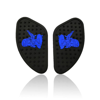 Universal Anti Slip Silicone Tank Pad | Waterproof Motorcycle Sticker for Enhanced Grip and Protection on All Bikes (Ghost Logo)-Blue - Moto Genius