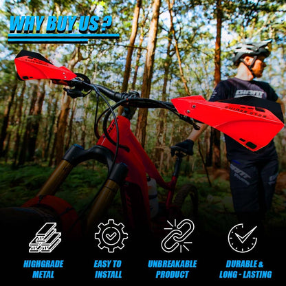 Universal Bicycle Handguards | Premium Protection for All Bike Models, Perfect for Mountain, Road, and Commuter Bike-Red - Moto Genius
