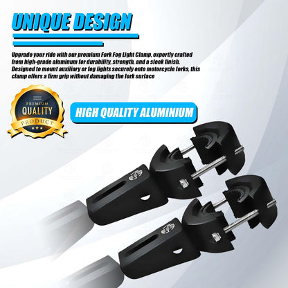 Universal Big Fog Light Mount Heavy duty big | Durable Clamps for Off-Road Lights, Driving Lights & More, 62 MM (Pack of 2)-Black - Moto Genius
