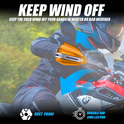 Universal Bike Hand Guards Protectors | Wind Deflector Made for Hand Safety While Riding All Motorcycle-Orange - Moto Genius