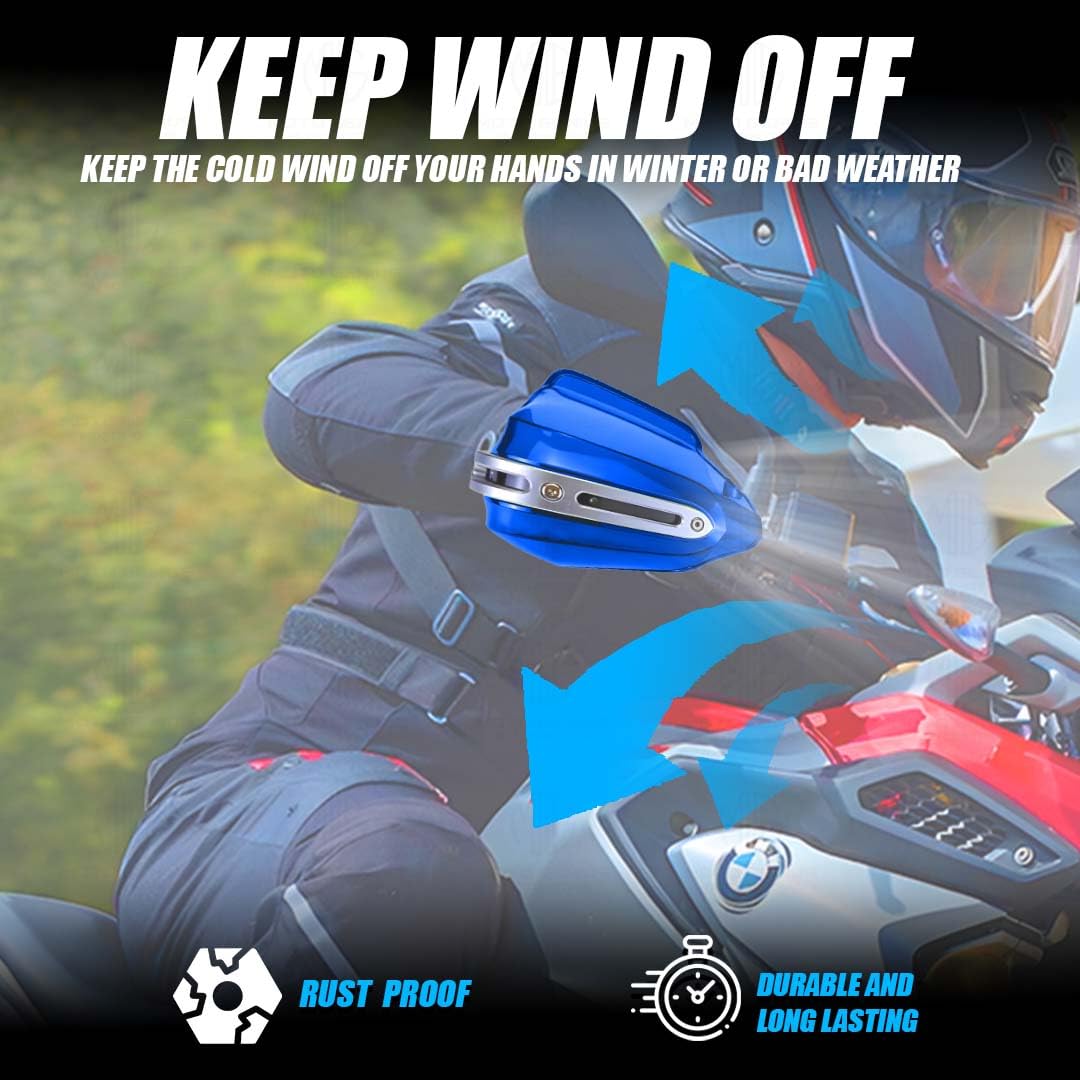 Universal Bike Hand Guards Protectors | Wind Deflector Made for Hand Safety While Riding All Motorcycle-Blue - Moto Genius