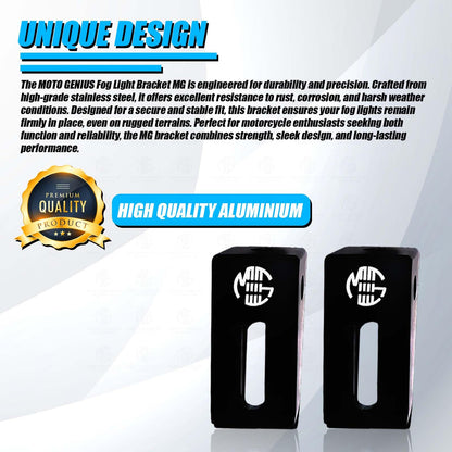 Universal Fog Light Clamp for All Bikes | Durable Handlebar Mounting Solution (Pack of 2) 60MM-Black - Moto Genius