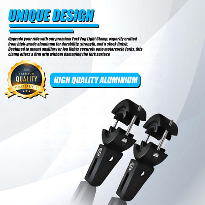 Universal Fog Light Mount | Durable Clamps for Off-Road & Driving Lights, 51 MM (Pack of 2)-Black - Moto Genius