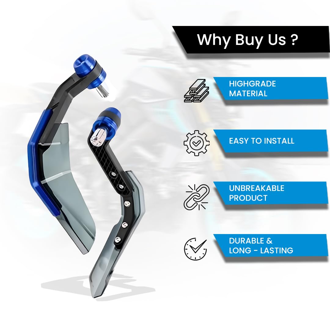 Universal Motorcycle Brake and Clutch Lever Guard | Extendable Handlebar Protector Handguards-Blue - Moto Genius