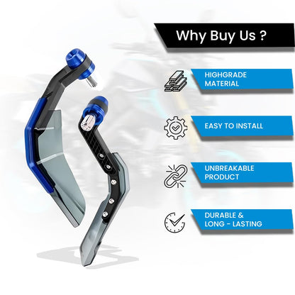 Universal Motorcycle Brake and Clutch Lever Guard | Extendable Handlebar Protector Handguards-Blue - Moto Genius