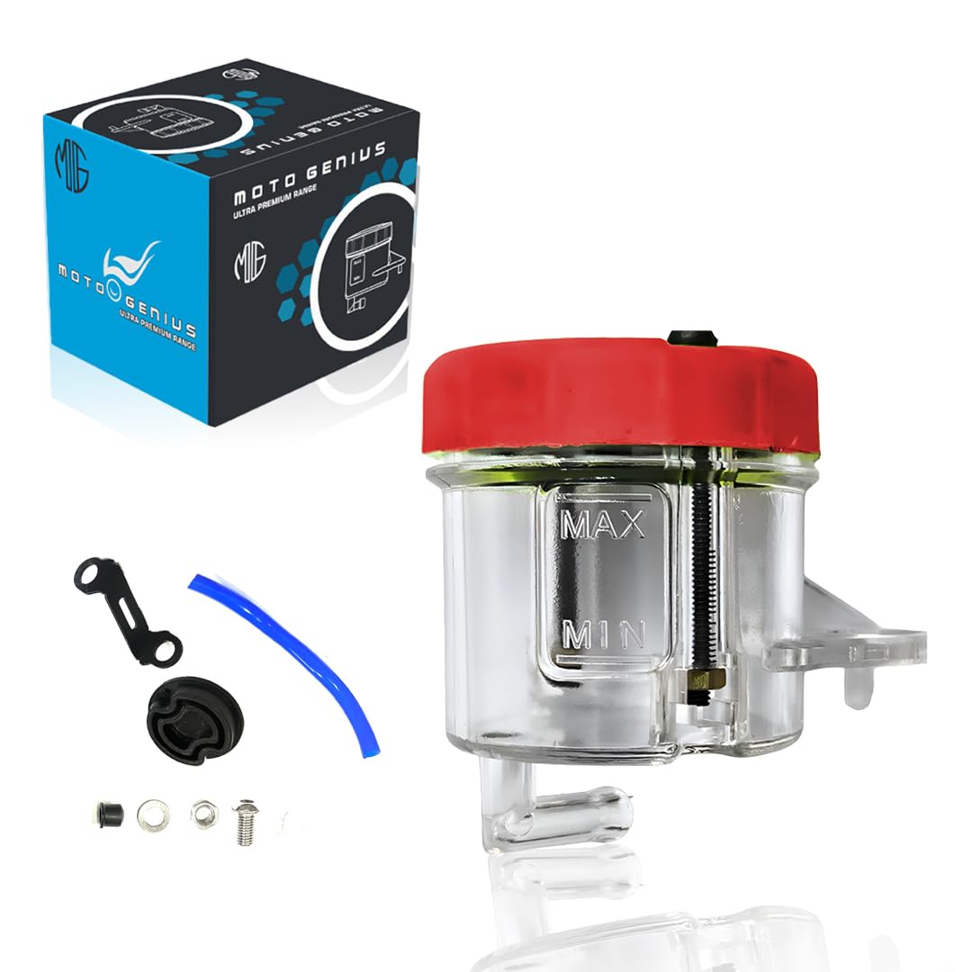 Universal Motorcycle Front Brake Clutch Fluid Reservoir Tank | Durable Plastic Master Cylinder Oil Cup for Hydraulic Brake and Clutch Systems-Red - Moto Genius