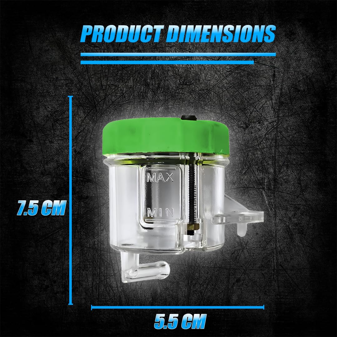 Universal Motorcycle Front Brake Clutch Fluid Reservoir Tank | Durable Plastic Master Cylinder Oil Cup for Hydraulic Brake and Clutch Systems-Green - Moto Genius