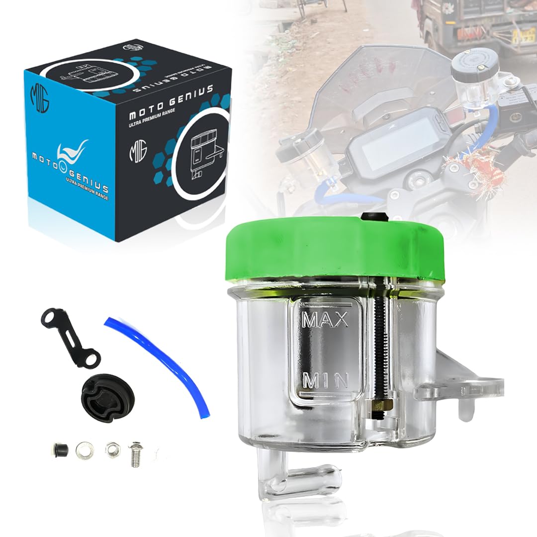 Universal Motorcycle Front Brake Clutch Fluid Reservoir Tank | Durable Plastic Master Cylinder Oil Cup for Hydraulic Brake and Clutch Systems-Green - Moto Genius
