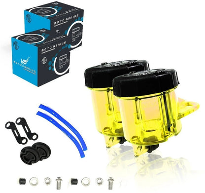 Universal Motorcycle Front Brake Master Cylinder Oil Reservoir Tank Cup | Durable Replacement for Hydraulic Brake and Clutch Systems (Pack of 2)-Neon - Moto Genius