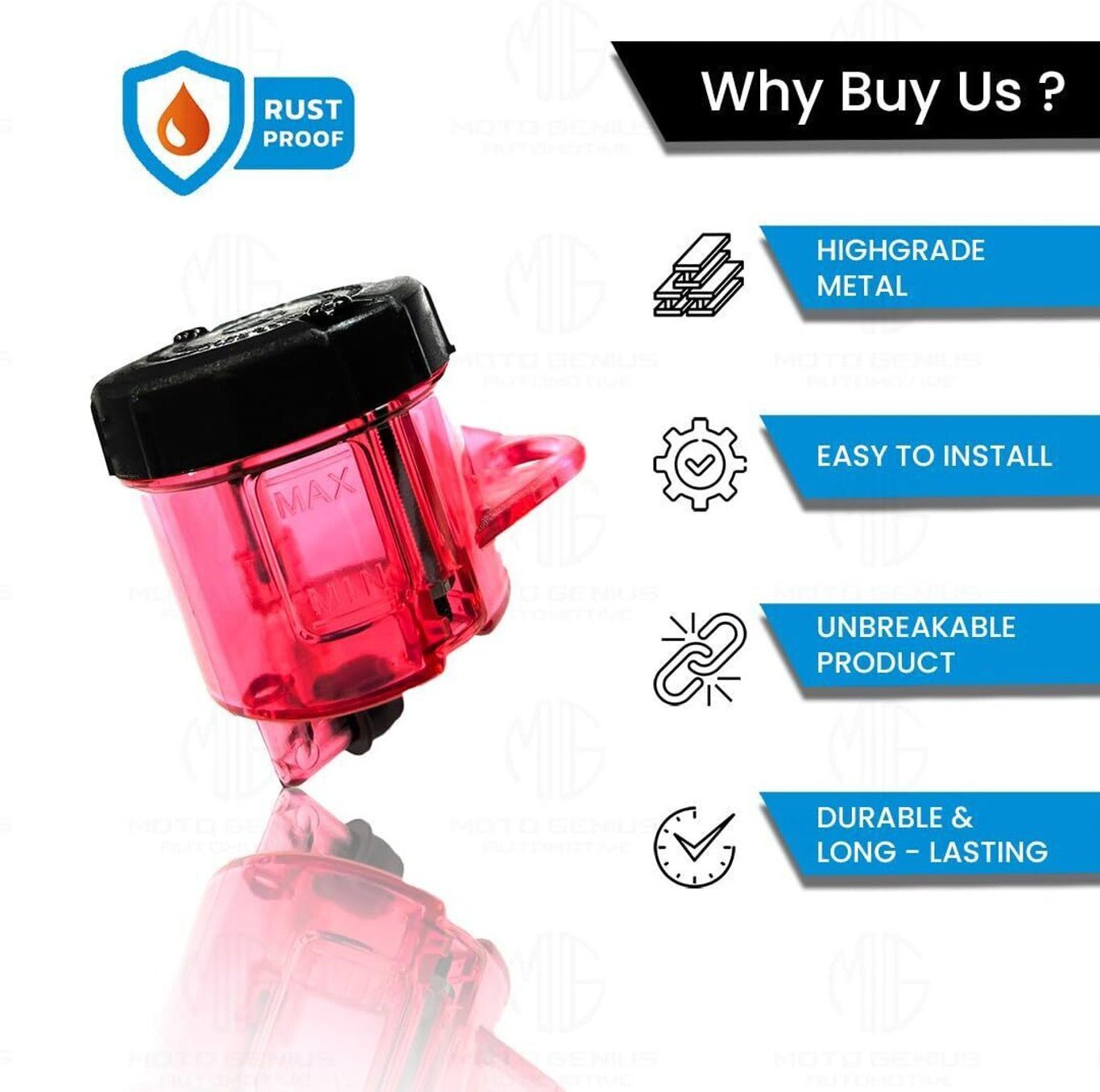 Universal Motorcycle Front Brake Master Cylinder Oil Reservoir Tank Cup | Durable Replacement for Hydraulic Brake and Clutch Systems (Pack of 2)-Red - Moto Genius