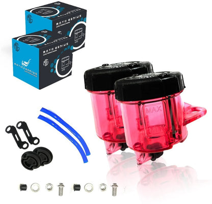Universal Motorcycle Front Brake Master Cylinder Oil Reservoir Tank Cup | Durable Replacement for Hydraulic Brake and Clutch Systems (Pack of 2)-Red - Moto Genius
