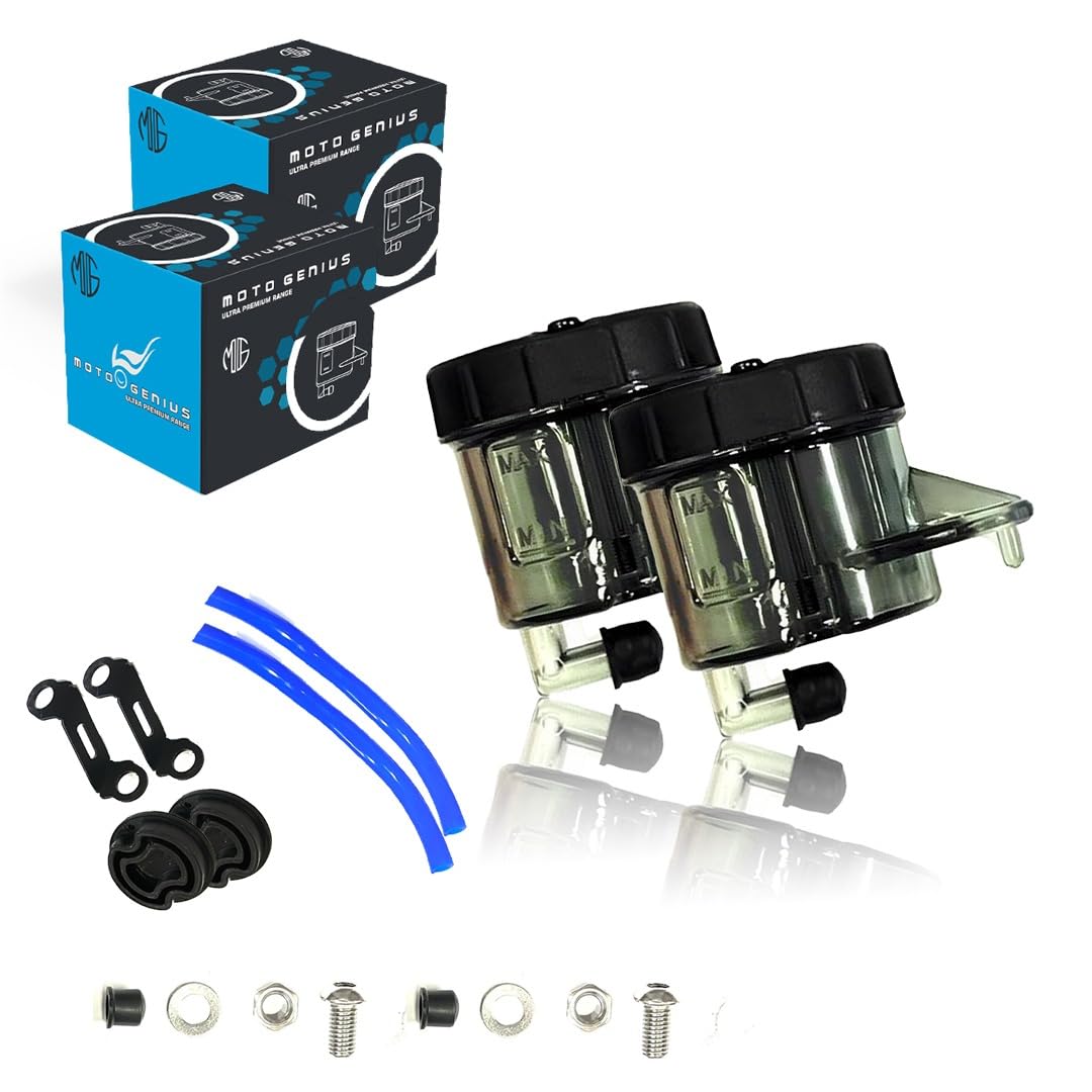 Universal Motorcycle Front Brake Master Cylinder Oil Reservoir Tank Cup | Durable Replacement for Hydraulic Brake and Clutch Systems (Pack of 2)-Black - Moto Genius