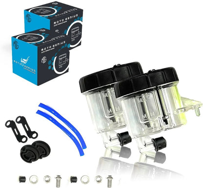 Universal Motorcycle Front Brake Master Cylinder Oil Reservoir Tank Cup | Durable Replacement for Hydraulic Brake and Clutch Systems (Pack of 2)-Transparent - Moto Genius