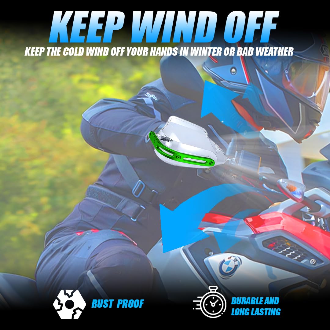 Universal Motorcycle handguard | Bike Wind Deflector Protectors for Handlebar Hand Safety, Fits Most Motorcycles-Green - Moto Genius