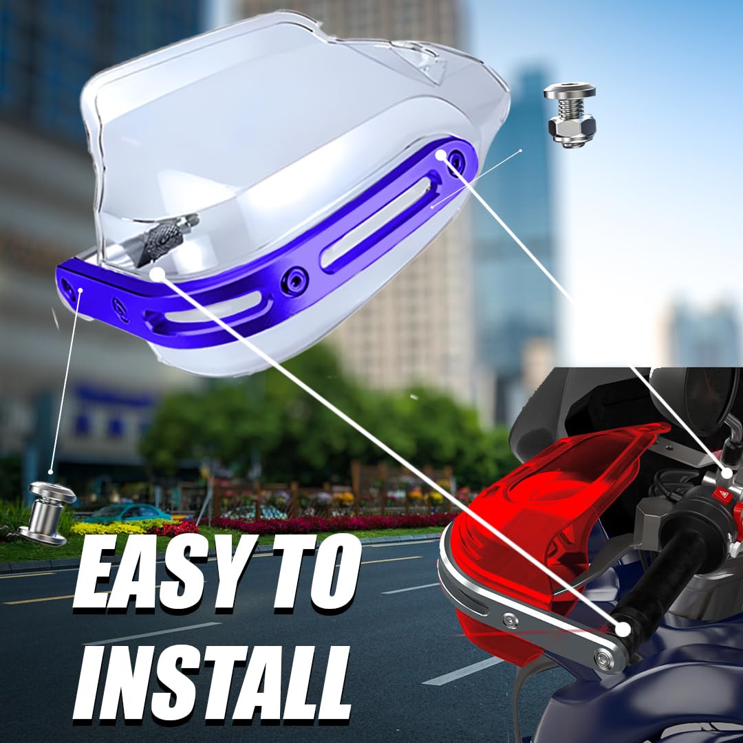Universal Motorcycle handguard | Bike Wind Deflector Protectors for Handlebar Hand Safety, Fits Most Motorcycles-Blue - Moto Genius