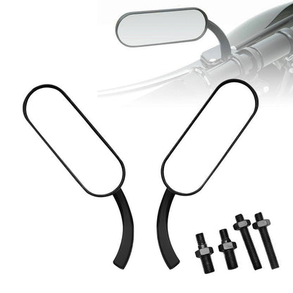 Universal Motorcycle Mini Oval Bar End Mirrors – Black Aluminum Rear View Side Mirrors, 360° Adjustable, Handlebar Fit, Left & Right Pair - Moto Genius