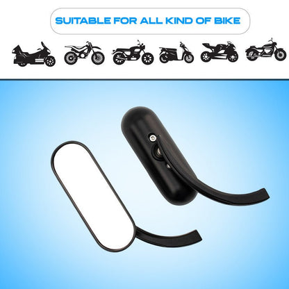 Universal Motorcycle Mini Oval Bar End Mirrors – Black Aluminum Rear View Side Mirrors, 360° Adjustable, Handlebar Fit, Left & Right Pair - Moto Genius
