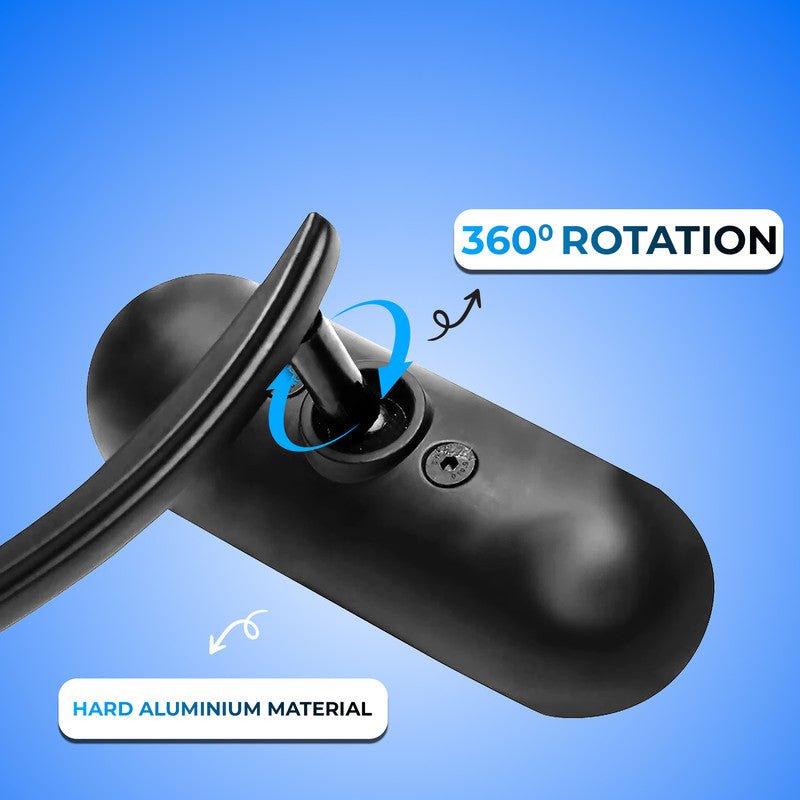 Universal Motorcycle Mini Oval Bar End Mirrors – Black Aluminum Rear View Side Mirrors, 360° Adjustable, Handlebar Fit, Left & Right Pair - Moto Genius