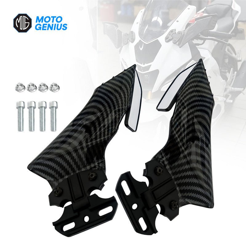 Universal Motorcycle Racing Rearview Mirrors, Carbon Fiber Color Square Side Mirrors, ABS Material, Adjustable 360° Rotatable Windproof Mirrors for Sport Bikes - Moto Genius