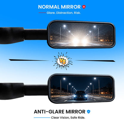 Universal Motorcycle Rearview Mirrors, Blue Anti-Glare Glass, 360° Rotatable Adjustable Side Mirrors, Iron Bike Accessories - Moto Genius
