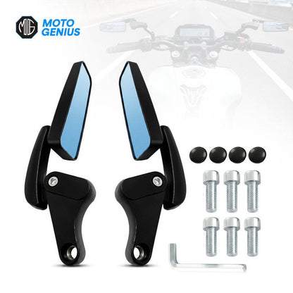 Universal Motorcycle Rearview Mirrors, Blue Anti-Glare Glass, 360° Rotatable Adjustable Side Mirrors, Iron Bike Accessories - Moto Genius