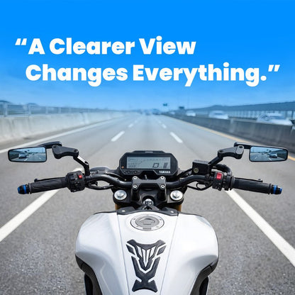 Universal Motorcycle Rearview Mirrors, Blue Anti-Glare Glass, 360° Rotatable Adjustable Side Mirrors, Iron Bike Accessories - Moto Genius