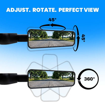 Universal Motorcycle Rearview Mirrors, Blue Anti-Glare Glass, 360° Rotatable Adjustable Side Mirrors, Iron Bike Accessories - Moto Genius