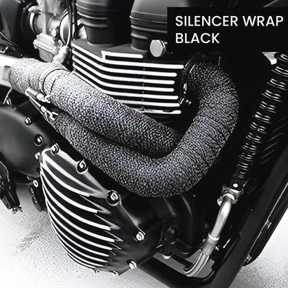 Universal Silicate Fiber Silencer Wrap Bike Exhaust Heat Shield for RE Bullet - High-Temperature Resistance (10 Mtr)-Black - Moto Genius