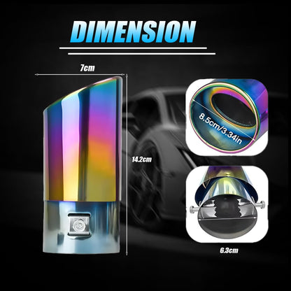 Universal Stainless Steel Car Exhaust Tip | Chrome Bolt-On Tailpipe Muffler for Most Cars, Rustproof Exhaust Pipe Extension, Adjustable Silencer Tip (Pack of 1)-Multicolor - Moto Genius