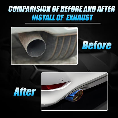 Universal Stainless Steel Car Exhaust Tip | Chrome Bolt-On Tailpipe Muffler for Most Cars, Rustproof Exhaust Pipe Extension, Adjustable Silencer Tip (Pack of 1)-Multicolor - Moto Genius