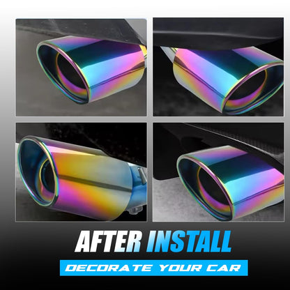 Universal Stainless Steel Car Exhaust Tip | Chrome Bolt-On Tailpipe Muffler for Most Cars, Rustproof Exhaust Pipe Extension, Adjustable Silencer Tip (Pack of 1)-Multicolor - Moto Genius