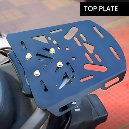 Universal Top Base Plate for Luggage Rack | Carrier Top Base Plate for All Bike | Durable Metal Construction-Black - Moto Genius