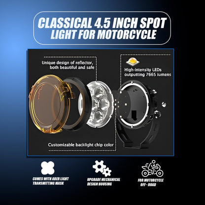 VK 70 Pro 90W piece, LED Auxiliary Fog Lights with DRL | Wiring Harness & Mounts Included | Yellow Covers | Ultra Bright Touring Lights (Pack of 2) (MGF3) - Moto Genius