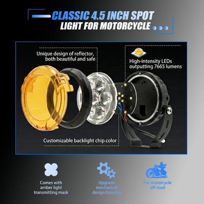 VK 750 WITH HARNESS 7 LED AUXILIARY Fog Light 60W piece Motorcycle & Car Light | With Switch & Wire Harness | Universal Fit | High Brightness | Waterproof (Pack of 2) (MGF3) - Moto Genius