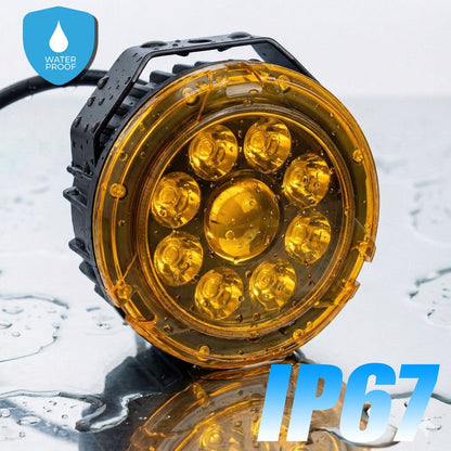 VK90 170W LED Fog Lights with Harness and Yellow Cap | High Power Auxiliary Fog Lamp for Cars, Bikes & Trucks (MGF3) - Moto Genius