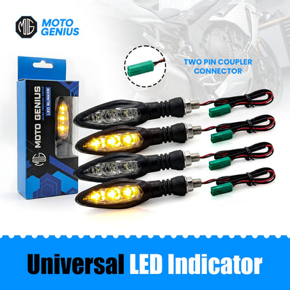 Waterproof Flexible Unbreakable Premium Silicone Rubber LED Indicator side Light | High Brightness Universal Fit for All Bikes (4 Pieces) - Moto Genius