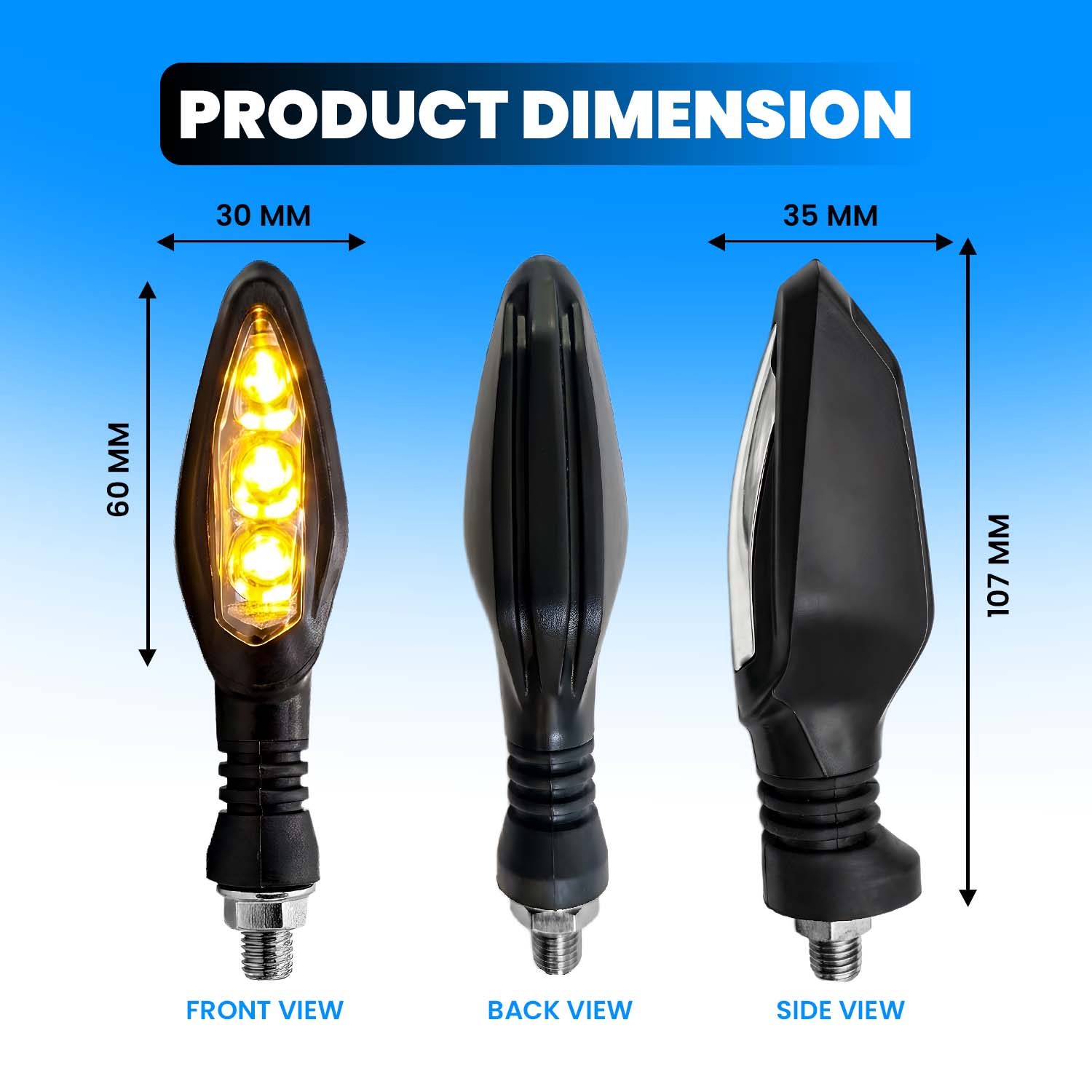Waterproof Flexible Unbreakable Premium Silicone Rubber LED Indicator side Light | High Brightness Universal Fit for All Bikes (4 Pieces) - Moto Genius