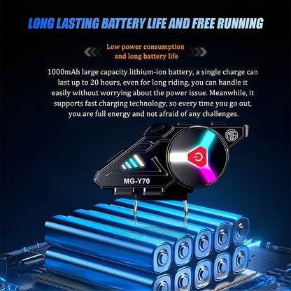 Y70 High Version Motorcycle Wireless Helmet Bluetooth Headset V5.3 – Hands-Free Speaker, Outdoor Riding, Intercom, Music & Call Support-Y21 - Moto Genius