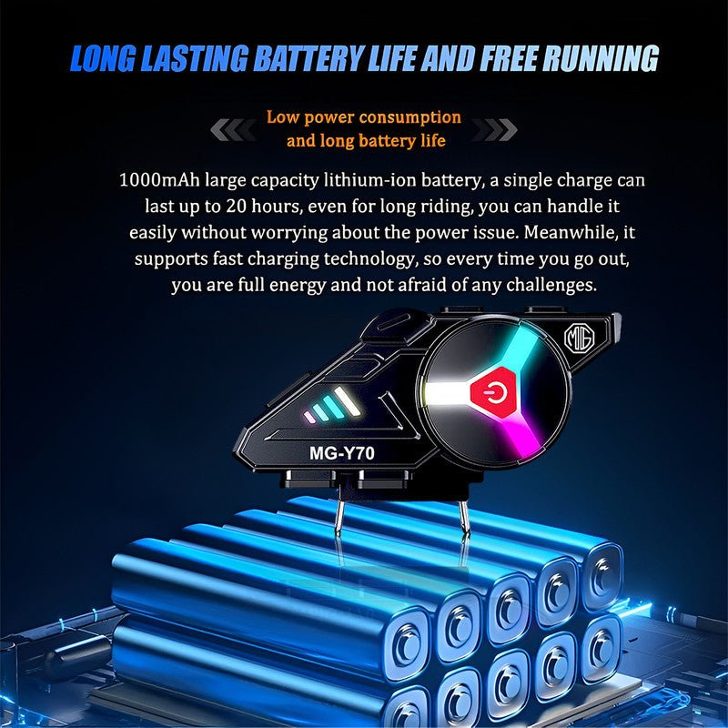 Y70 High Version Motorcycle Wireless Helmet Bluetooth Headset V5.3 – Hands-Free Speaker, Outdoor Riding, Intercom, Music & Call Support-Y21 - Moto Genius